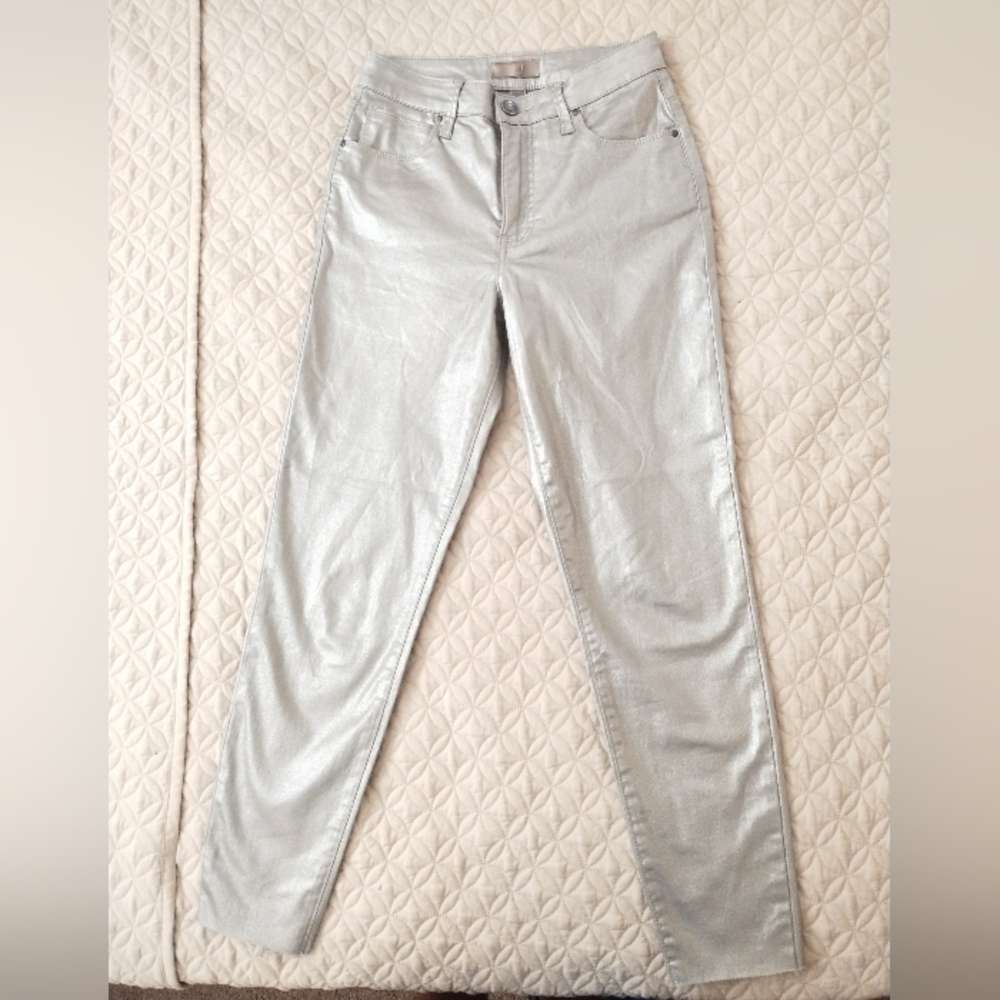 KUT Charlize Coated High Rise FAB AB Cigarette Leg Raw Hem-Rose Gold 0